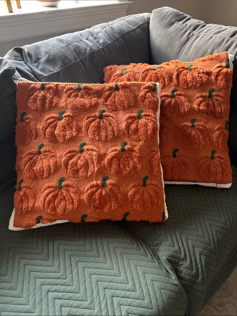 Set of 2 Pumpkin Textured Throw Pillow Covers